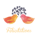 Félicitations avec des oiseaux amoureux